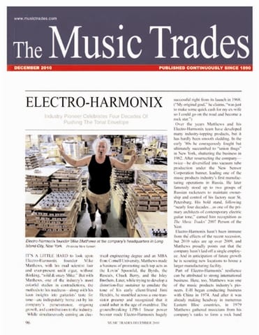 Mike Matthews Interview by Music Trades Magazine | 2010