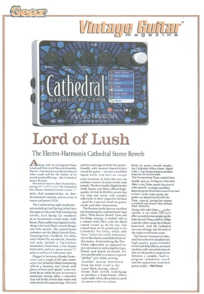 EHX Cathedral Review by Vintage Guitar